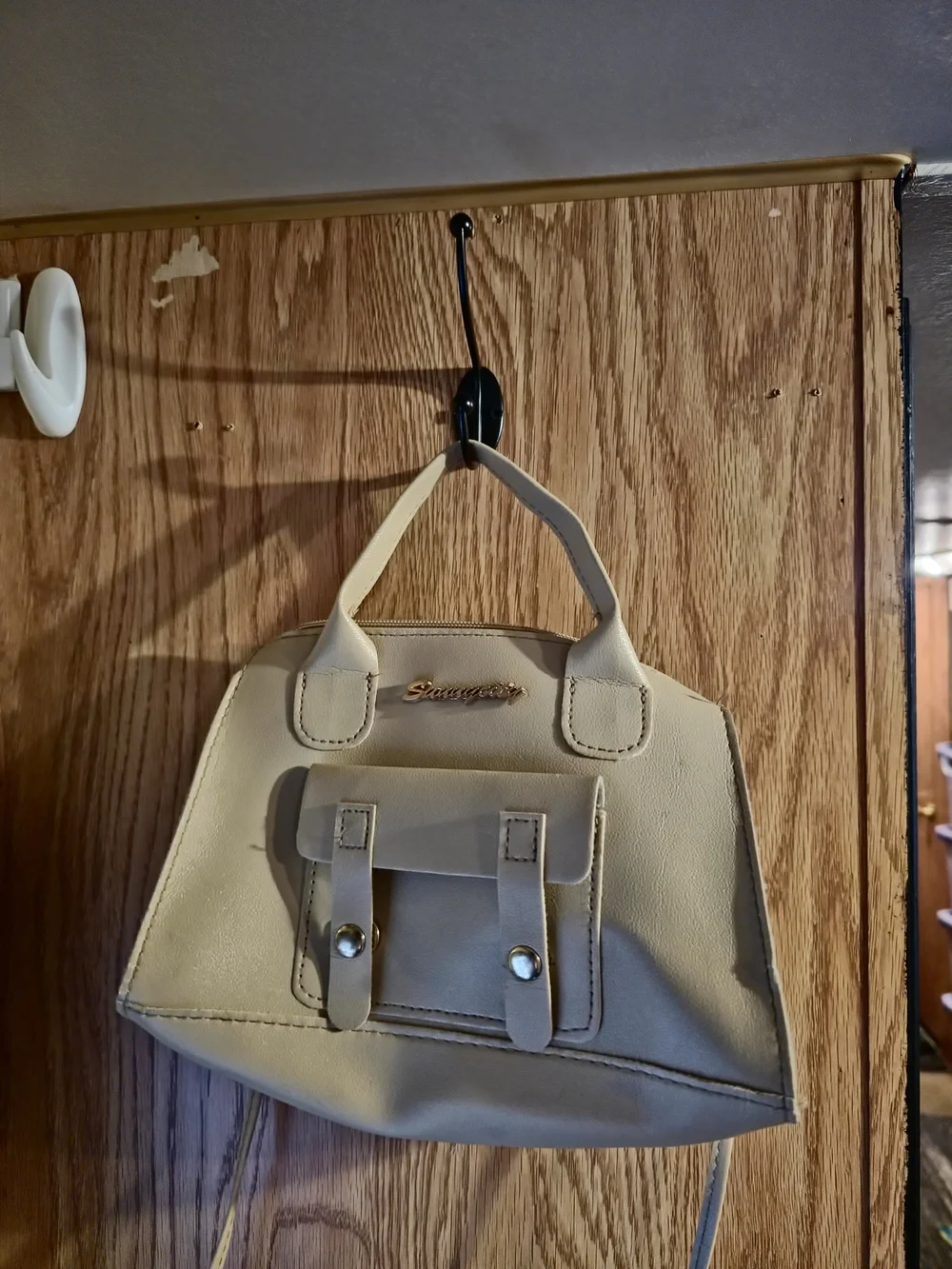 Cream Crossbody Satchel - Women's Handbag